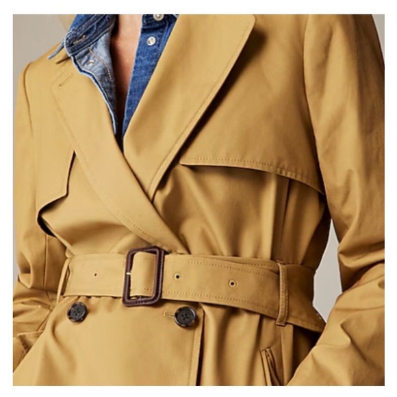J.Crew Cropped Icon Trench 100% Cotton Lined Coat Size 0 Tan - Picture 11 of 11
